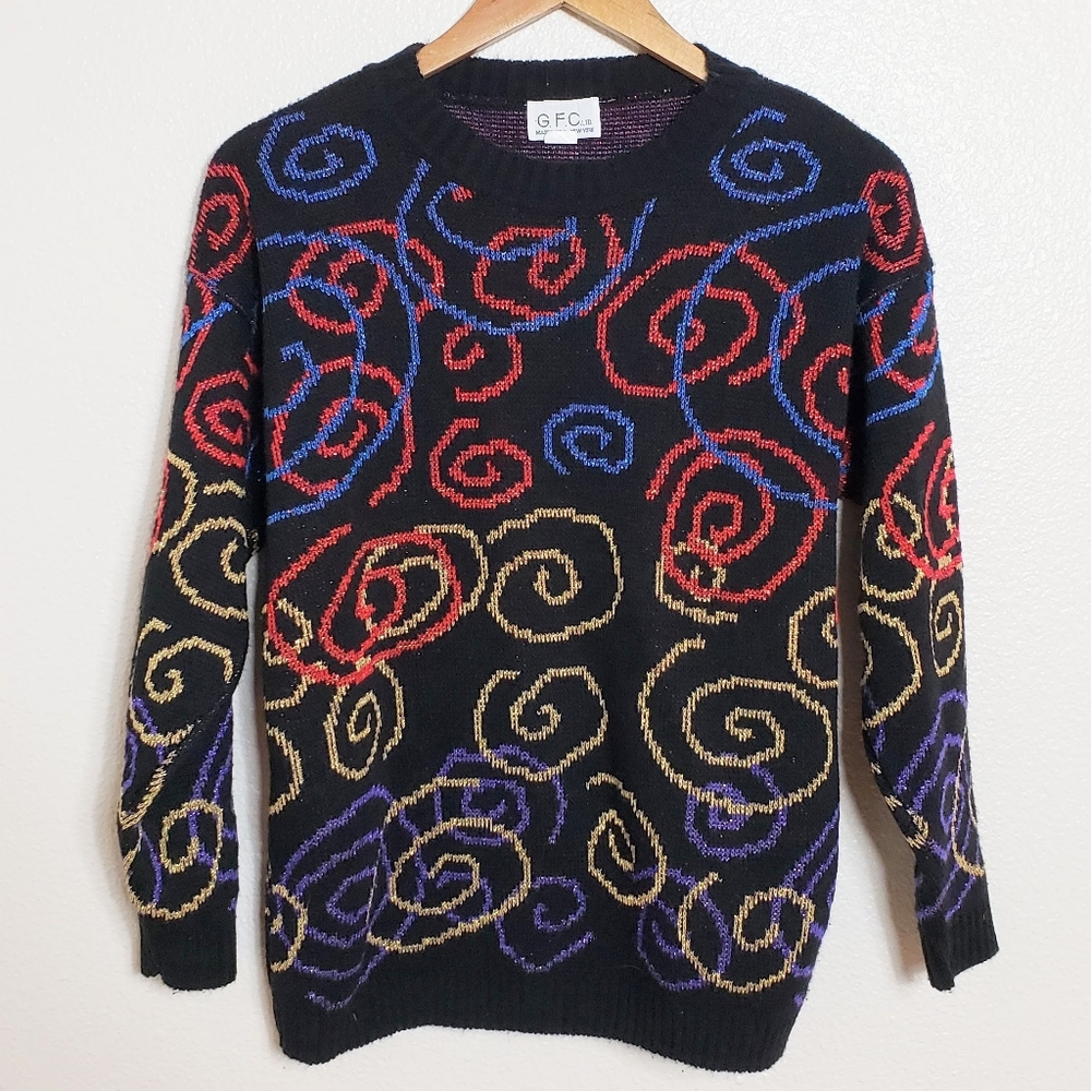 Vintage GFC Ltd Metallic Swirl Pattern Sweater